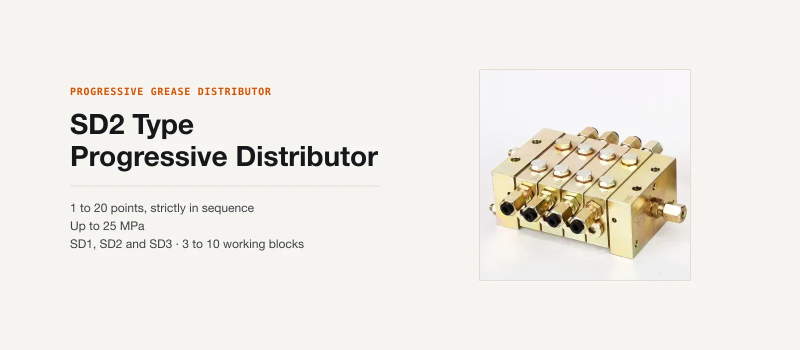 SD-series block-type progressive grease distributor assembly