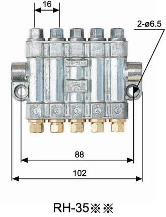 RH-35XX: five outlets, fixing 2 × Ø6.5