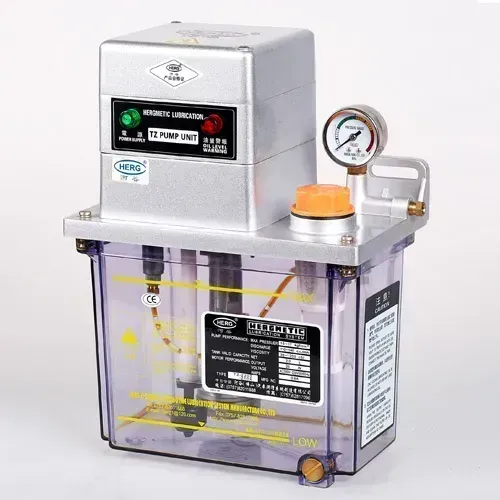 TZ Type oil lubrication pump with reservoir level marks, pressure gauge and timer